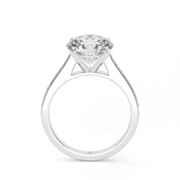 White Gold Round Shape Diamond Side Stone Engagement Ring With Channel Setting